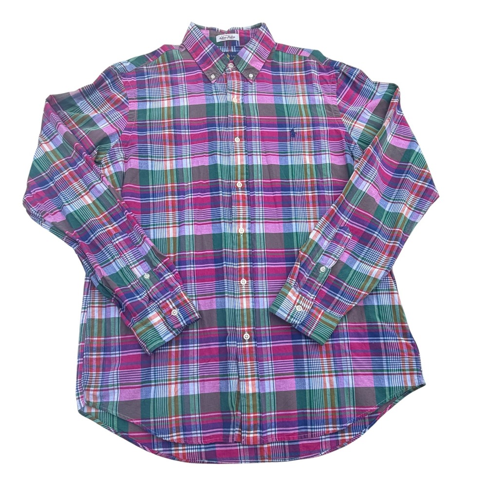 Ralph Lauren Madras Shirt Mens L Multicolor GUC Plaid Button Down Long Sleeve
